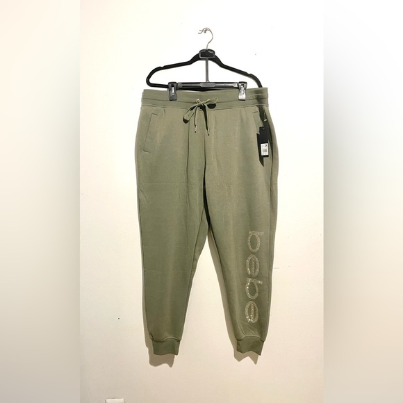 NWT 2X Bebe Sport Olive Army Green Jogger Sweatpants Workout Pant Plus Size 2XL - Picture 1 of 6